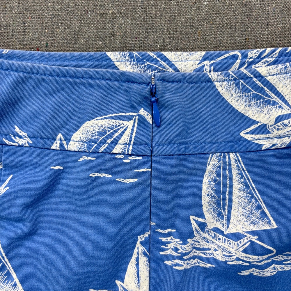 Pendleton Sail Away Blue Nautical Sailboat Cotton Stretch A-Line Skirt Size 14 - Picture 7 of 8